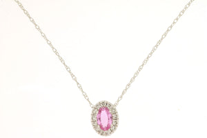 14 Karat White Gold Pink Sapphire and Diamond Fashion Pendant