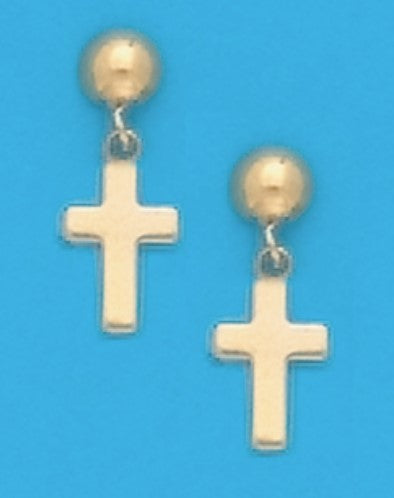 A Pair of Yellow Tone Dangle Cross Earrings