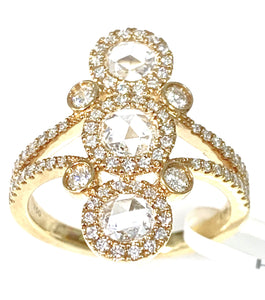 18 Karat Yellow Gold Rose Cut Diamond Fashion Ring