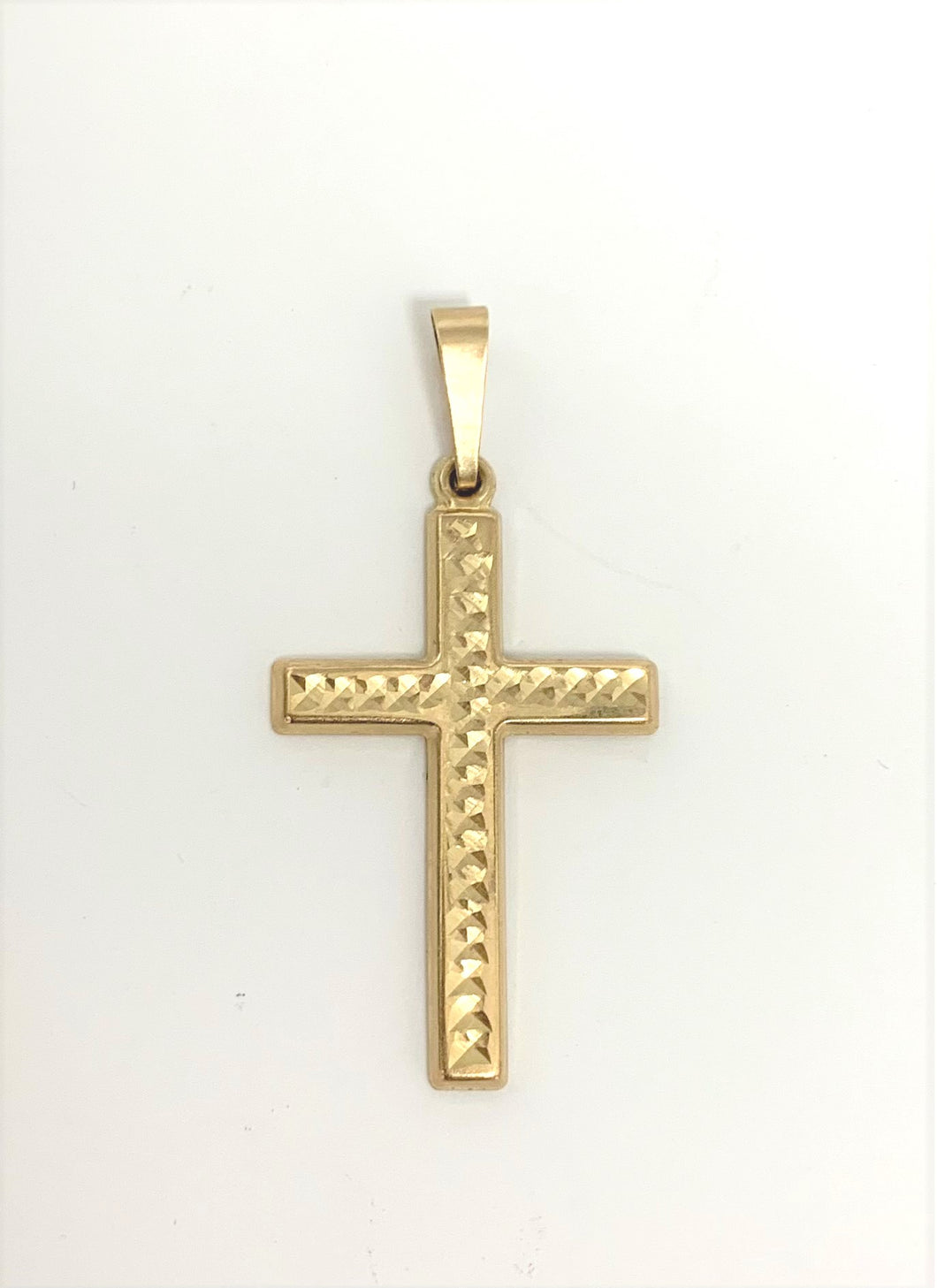 14 Karat Yellow Gold Estate Diamond Cut Cross Pendant