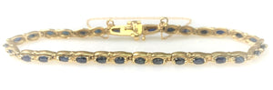 14 Karat Yellow Gold Blue Sapphire Tennis Style Bracelet