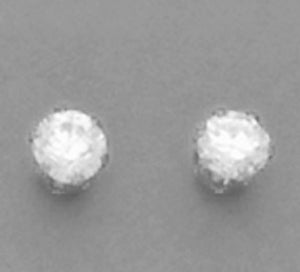 A Pair of White Tone 4 mm Round Cubic Zirconium Earrings