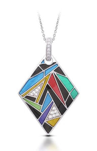 Sterling Silver Geometric Design Enamel "Chromatica" Pendant by Bell Etoile