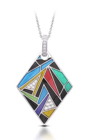 Sterling Silver Geometric Design Enamel 