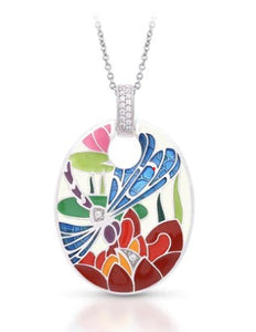 Sterling Silver  'Dragonfly' Hand Painted Enamel Pendant by Belle Etoile