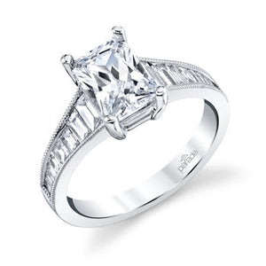 14 Karat White Gold Diamond Engagement Ring Semi-Mounting