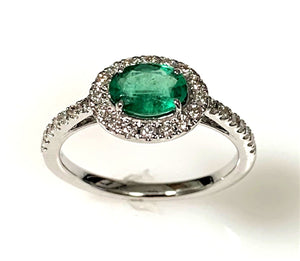 14 Kartra White Gold Emerald and Diamond Fashion Ring