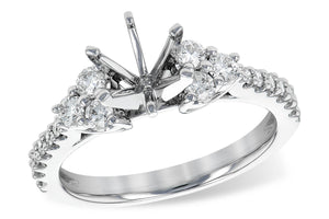 14 Karat White Gold Diamond Cluster Style Engagement Ring Semi Mounting