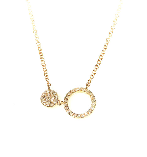 14 Karat Yellow Gold Open Circle Diamond Fashion Pendant