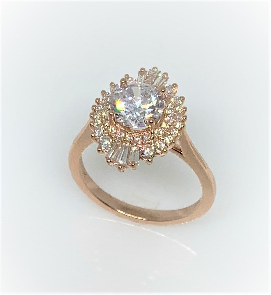 14 Karat Rose Gold Diamond Engagement Ring Semi-Mounting