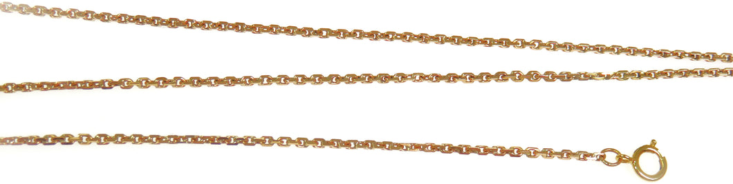 14 Karat Yellow Gold Estate Square Diamond Cut Cable Link Chain