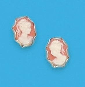 A Pair of Yellow Tone Oval Cameo Earrings