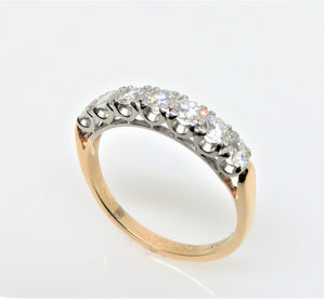 14 Karat Yellow Gold and Platinum Diamond Anniversary Ring