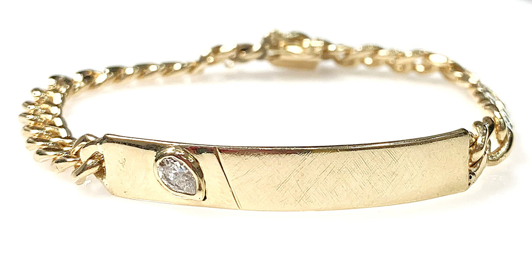 14 Karat Yellow Gold Estate Diamond Fashion I.D. Style Bracelet