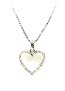 Sterling Silver Diamond Open Heart Pendant