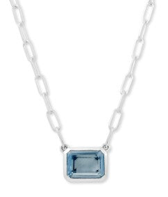 Sterling Sislver Blue Topaz Gemstone Pendant