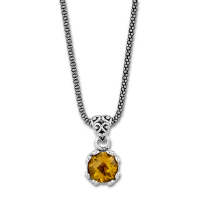 Sterling Silver Citrine Gemstone Pendant and Chain