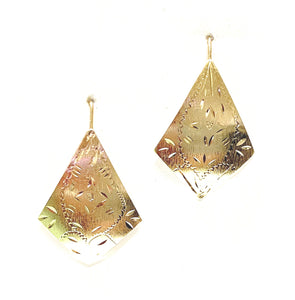 A Pair of 14 Karat Yellow Gold Estate earrings.