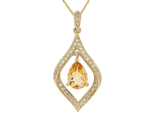 14 Karat Yellow Gold Citrine and Diamond Fashion Pendant