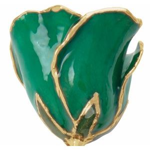 Lacquered Emerald BirthstoneRose with GoldTrim
