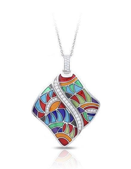 Sterling Silver 'Tropicalia' Hand Painted Enamel Pendant By Belle Etoile.