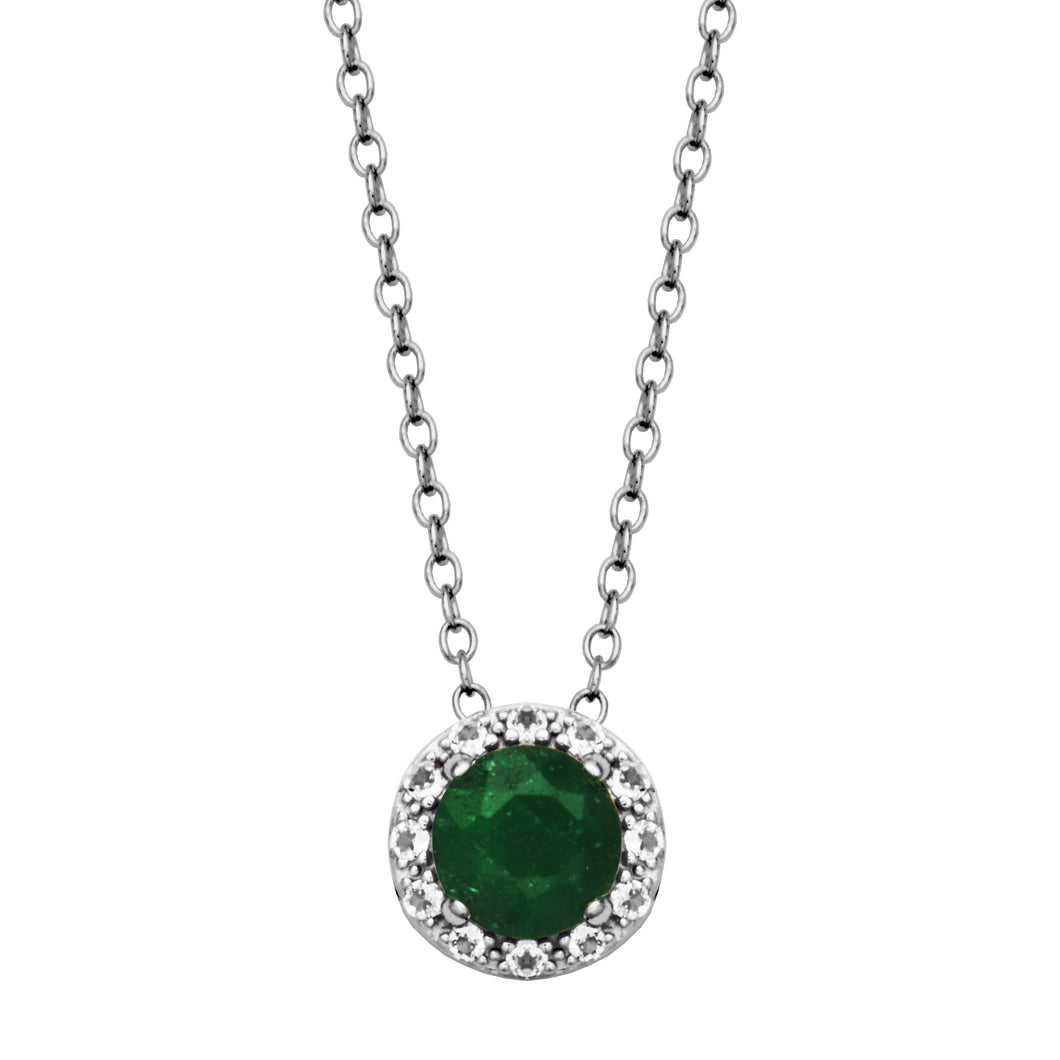 Sterling Silver Dyed Green Corundum Gemstone Fashion Pendant