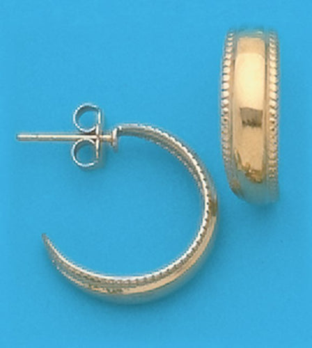 A Pair of Yellow Tone Medium 'J'  Hoop Earrings