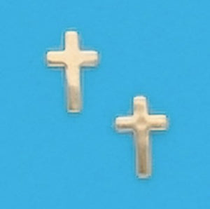 A Pair of Yellow Tone Baby Cross Earrings