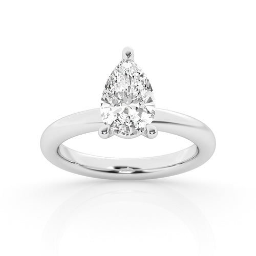 14 Karat White Gold Engagement Ring With Pear Lab Grown Diamond