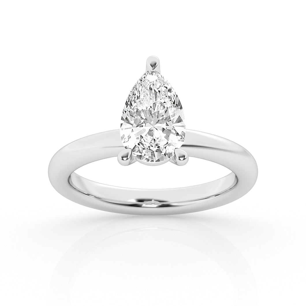 14 Karat White Gold Engagement Ring With Pear Lab Grown Diamond