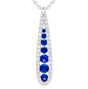 18 Karat White Gold Sapphire and Diamond Fashion Pendant