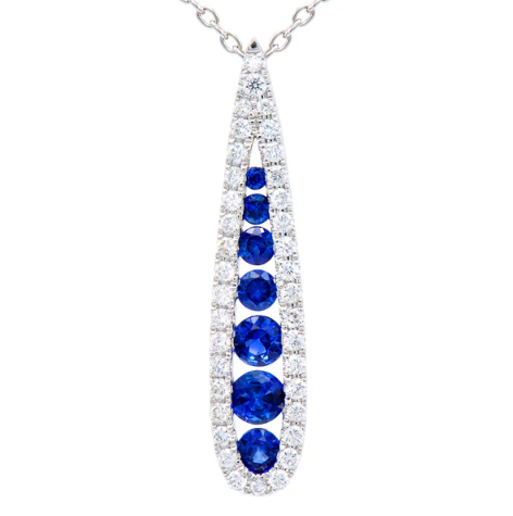 18 Karat White Gold Sapphire and Diamond Fashion Pendant