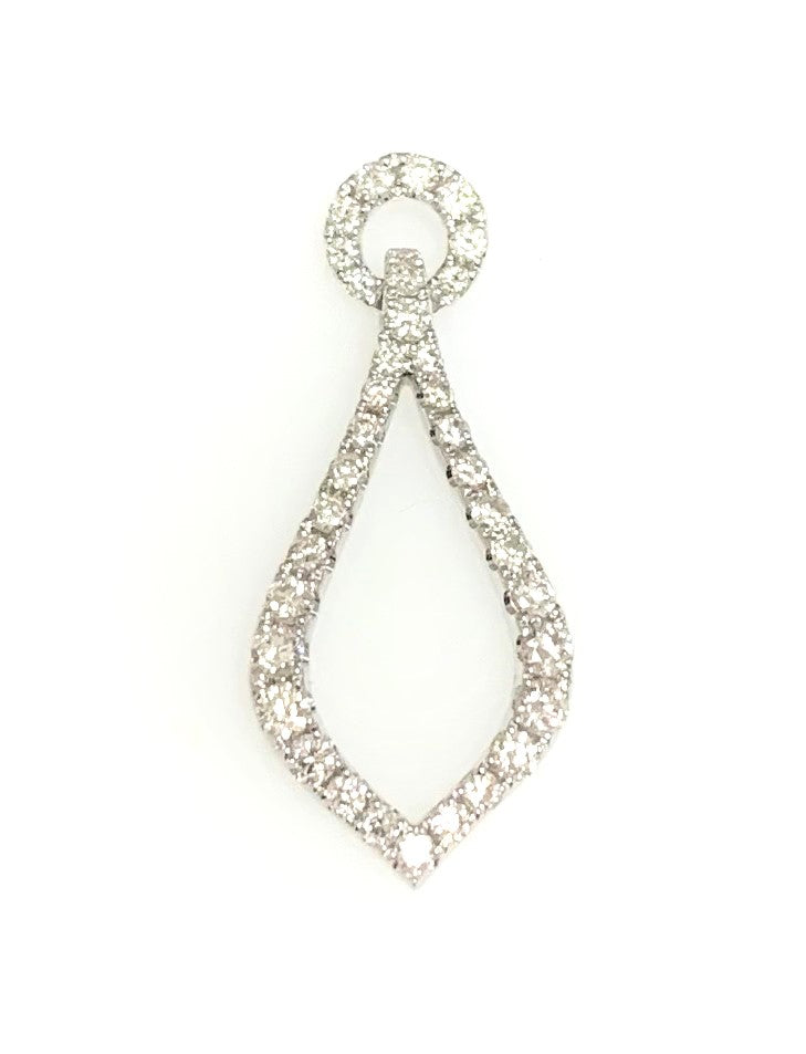 14 Karat White Gold Pear Drop Diamond Fashion Pendant