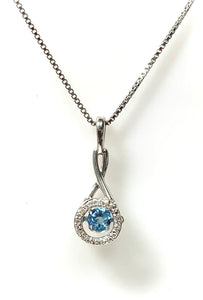 Sterling Silver "Dancing" Blue Topaz and Diamond Fashion Pendant