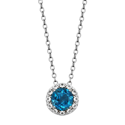 Sterling Silver London Blue Topaz Gemstone Fashion Pendant