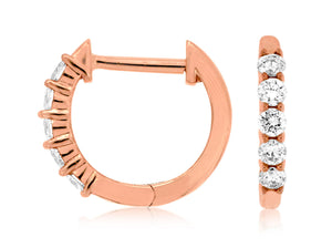 14 Karat Rose Gold Diamond Hoop Earrings
