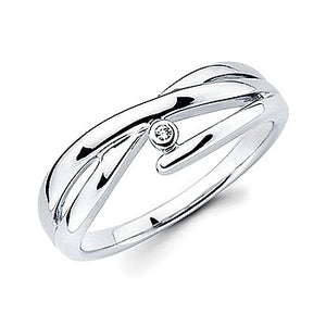 Sterling Silver Diva Diamonds® Crossover Bezel Design Fashion Ring
