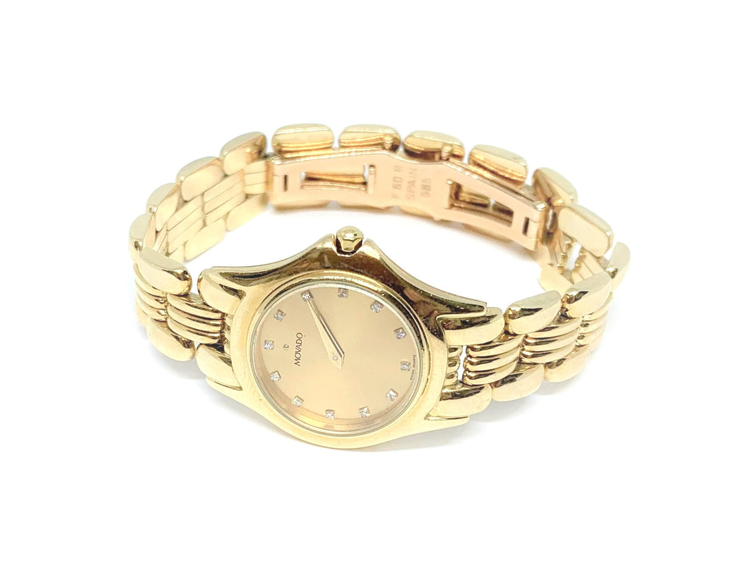 14 Kaarat Yellow Lady's Gold Movado Dress Wrist Watch