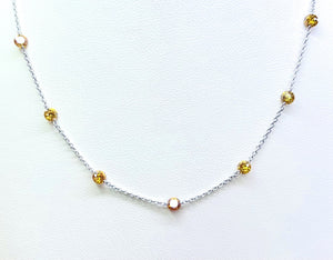 18 Karat White Gold Yellow Diamond Necklace