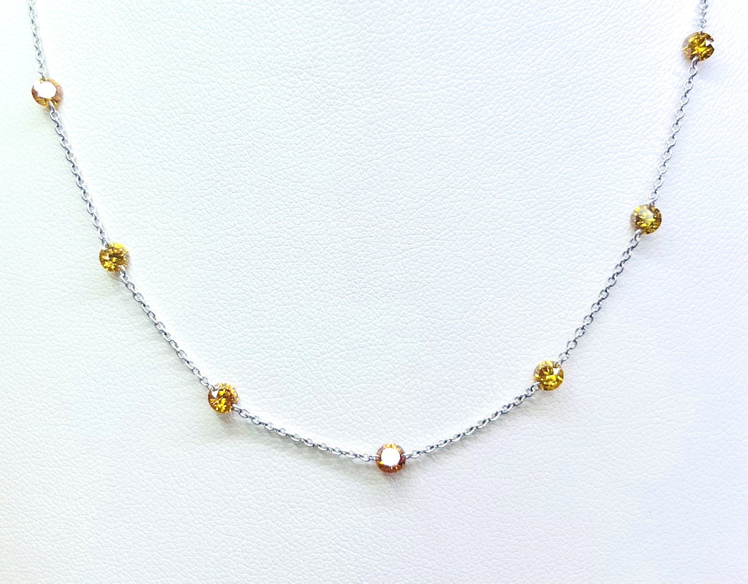 18 Karat White Gold Yellow Diamond Necklace