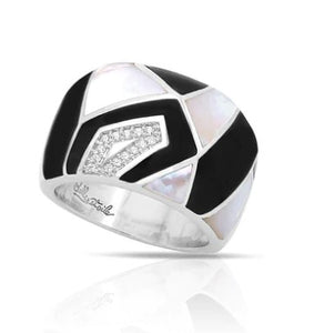 Sterling Silver Black and White"Montage" Ring by Belle Etoile