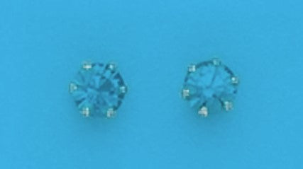 A Pair of White Tone 4 mm Round Simulated Swarovski Crystal December (Blue Zircon) Birthstone Earrings