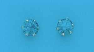 A Pair of White Tone 4 mm Round Simulated Swarovski Crystal December (Blue Zircon) Birthstone Earrings