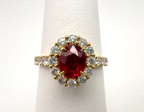 18 Karat Yellow Gold Ruby And Diamond Fashion Ring