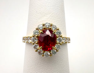 18 Karat Yellow Gold Ruby And Diamond Fashion Ring