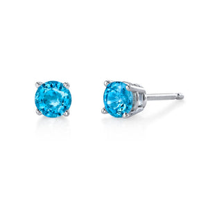 Blue Topaz and Yellow Gold Stud Earrings
