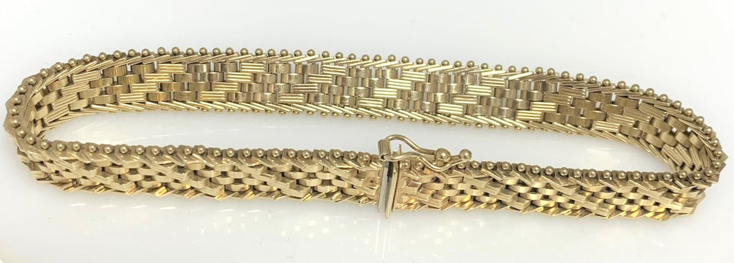 14 Karat Yellow Gold Estate Diamond Cut Mesh Fashion Bracelet