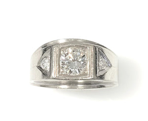 Gent's 14 karat White Gold Estate Diamond Wedding Band