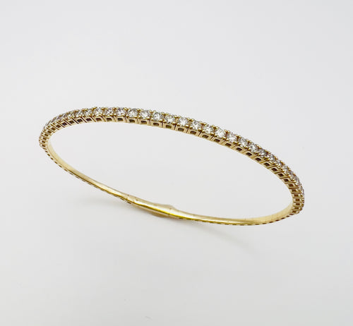 14 Karat Yellow Gold Flexible Diamond Bangle Bracelet