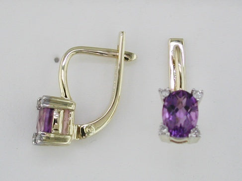 Amethyst and Diamond Yellow Gold Earrings